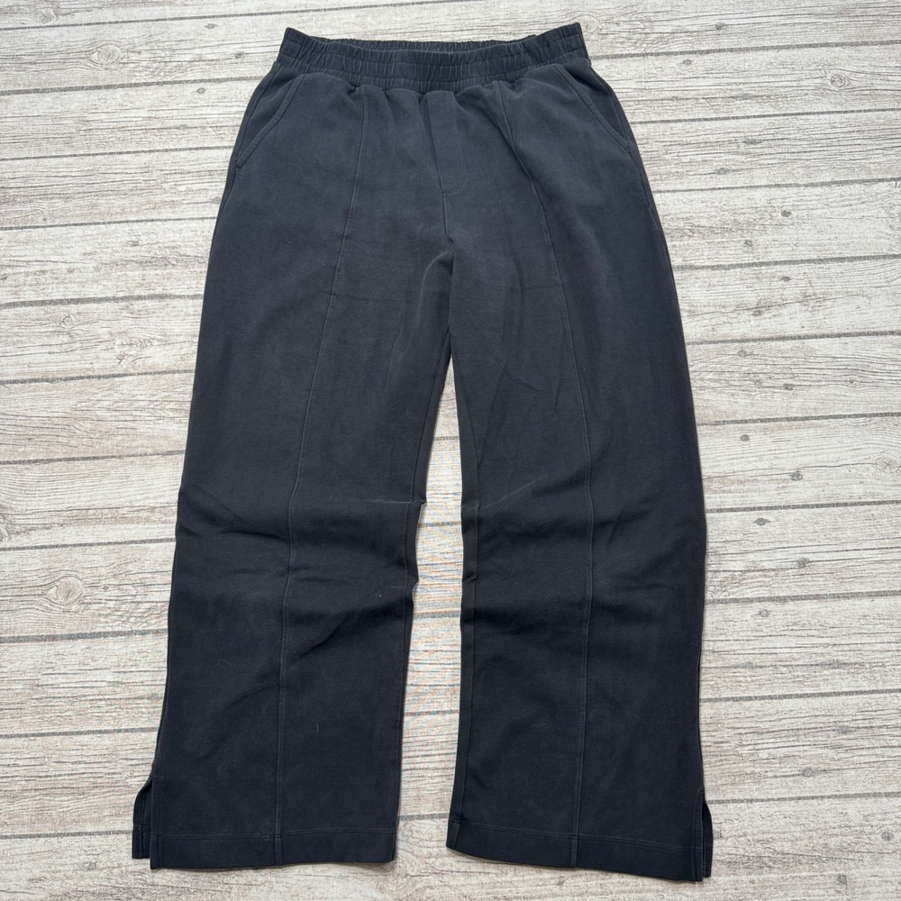 Old Navy Sweatpants Women's L Black Dynamic Fleece Wide Leg High Rise Athletic